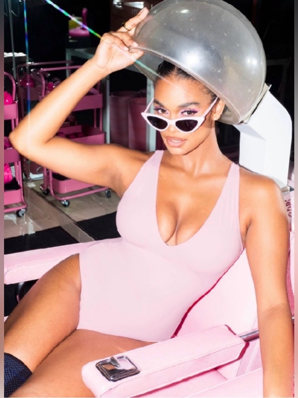 Women’s Pink V-Neck One-Piece Swim